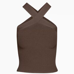 Aritzia Sculpt Knit Criss Cross Tank in Brown Size XS